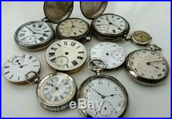 Excellent antique pocket watch lot. Many working. Most cases are silver