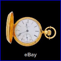 Exceptionally Fine 18k Yellow Gold Elgin 6 Size Barrel Case Pocket Watch