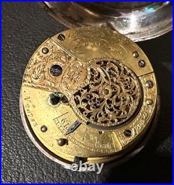 FUSEE PAIR CASE SILVER KEY WIND POCKET WATCH, early 1800s