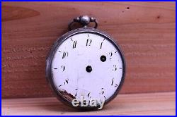 FUSEE VERGE SILVER CASE MEN'S POCKET WATCH FOR REPAIR 54mm (EX)