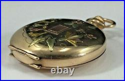 Fancy Case Multi Color Gold Filled Pocket Watch, Size 6s, Beautiful Case