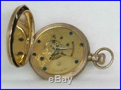 Fancy Dial 18s Solid 8k Hunter Case Elgin Pocket Watch! 109 Grams! Running