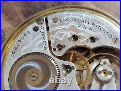Fancy KEYSTONE 16s 14K GF Pocket Watch Case with ELGIN 17j Grade 387 Movement