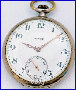 Favor Swiss Pocket Watch Antique Case Figural 1905 Rare Vintage Very Rare Early