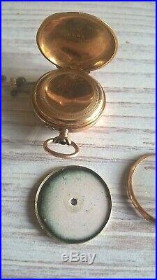 Fine Art Nouveau Gold 18K Enamel Woman Rose Cut Diamonds Fob Pocket Watch Case