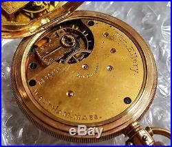 Fine Waltham William Ellery 14K Hunting Case Pocket Watch 1883 With Box No Mono