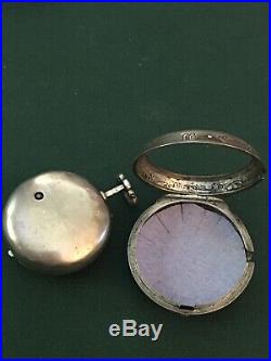 French Repousee sterling pair case verge fusee 45.44 mm, Malet Paris
