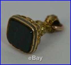 Georgian Gold Cased & Bloodstone Pocket Watch Fob Pendant t0423