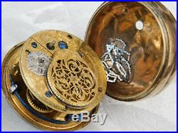 Georgian William Peacock Kimbolton 1766 Silver + Pair cased Verge Pocket Watch