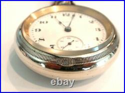 Giant 18SZ Elgin Pocket Watch in Alaska Metal Case. 60.5mm, 7 Jewel, Serviced