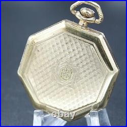 Gold 1920 WALTHAM Mechanical Pocket Watch Octagon Case 12s Grade 210 7 Jewels
