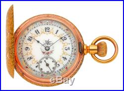 Gold Pocket Watch Elgin Rare Fancy Dial 14k Hunters Case