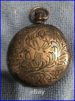 Gorgeous Deer Stag Coin Silver Size 18 Pocket Watch Case