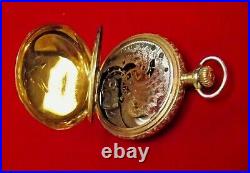 Gorgeous Elgin 0 Size 14k Gold Mulit-Color Antique Hunting Case Pocket Watch