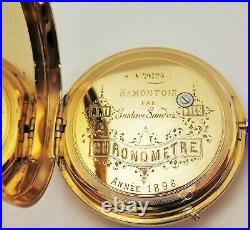 Gustave Sandoz 18k Gold Pair Case Pivoted Detent Chronometer Pocket Watch RARE