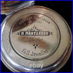 H. Montandon/locle Original 1800`s Pocket Watch Hunters Case-needs Repair