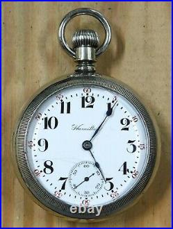 Hamilton 18s pocket watch runs great + huge display case 1907 lot d285