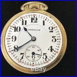 Hamilton 992 2nd Model 21J 16S Railroad Grade Pocket Watch Runs Well YGF Case