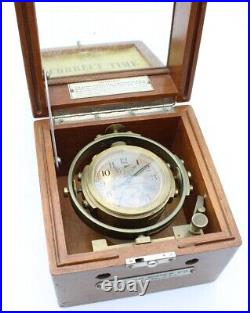Hamilton Model 22 US Navy Watch Mounted Chronometer Wood Case Gyro Runs (B2)