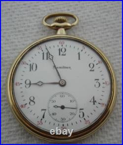 Hamilton Pocket Watch, 12 Size, 17j, Grade 914, Vintage 1921, Gp Hamilton Case