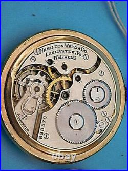 Hamilton Pocket Watch 17 Jewel Sidewinder 20 Year Empire State Case Serviced