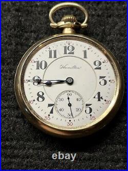 Hamilton Railroad Pocket Watch 16sz 23 Jewel 950 Gold Filled. Pugh Bros Case