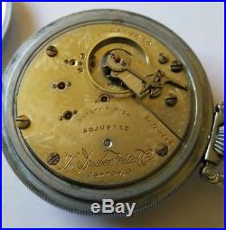 Hampden 18S. 21 jewels The Dueber Watch Co. Card dial train case restored