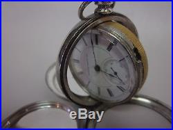 Hampden 18s 11J Pocket Watch in E. A. Muckle swivel Coin silver case RARE