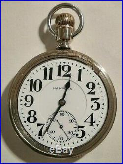 Hampden (1915) 16S. 21 jewels adj. Grade 105 railroad pocket watch nickel case