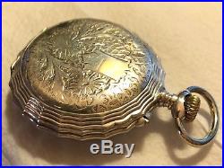 Hebdomas 8 Day's Pocket Watch Siver Carved Case 50,5 mm. In diameter open face