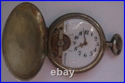 Hebdomas 8 Days Pocket Watch silver hunter case 50 mm. In diameter