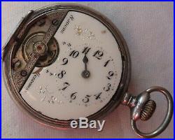 Hebdomas Pocket watch movement dial & case parts stem to 3 50 mm. In diameter