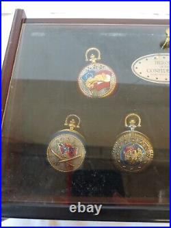 Heroes Of The Confederacy Franklin Mint Pocket Watch Lot With Display Case