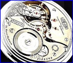 High End Display Main Liner Silver Plate Case Pocket Watch ILLINOIS SANGAMO