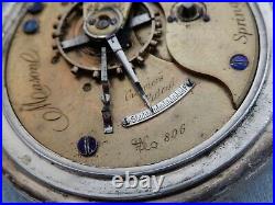 Huge 1872 Mason Springfield Watch Co, Massive Dueber 5oz coin silver case, A/F