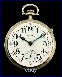 Illinois 18s 17J Railroad Pocket watch Nickel Silver Case Extra Fine Condition