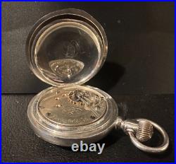 Illinois 18size, 4oz Sterling silver case Pocket Watch 1896 Fancy Enamel dial