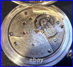 Illinois 18size, 4oz Sterling silver case Pocket Watch 1896 Fancy Enamel dial