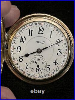 Illinois 21 Jl. Santa Fe Special Hunter Case Pocket Watch Circa 1914