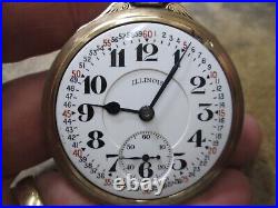 Illinois 60 Hour 23j Bunn Special Bunn Case Mongomery Dial Running Pocket Watch