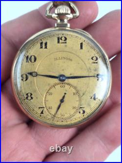 Illinois Autocrat Pocket Watch Gold Filled case Running & Keeps Time See Photos