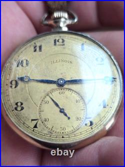 Illinois Autocrat Pocket Watch Gold Filled case Running & Keeps Time See Photos
