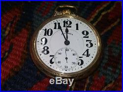 Illinois Bunn Special 21jewel Pocket Watch RR Case RARE SOLID BOW YGF FOR REPAIR