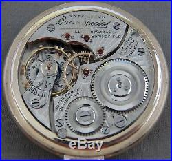 Illinois Bunn Special Railroad Pocket Watch, 21j, 60 Hour, Original Pink GF Case