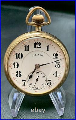 Illinois Pocket Watch Model 9 1921 19J 16S #3888828 10K GF Case Grade 706