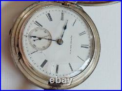 Illinois Watch Co. 1883 Pocket Watch 459218 Model 2 18s Coin Silver Hunter Case