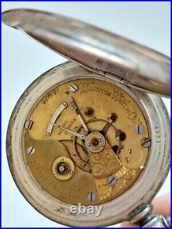 Illinois Watch Co. 1883 Pocket Watch 459218 Model 2 18s Coin Silver Hunter Case