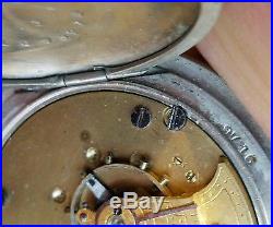 Illinois Watch company Key Wind Pocket Watch 18s Nickel Silver Case made 1887