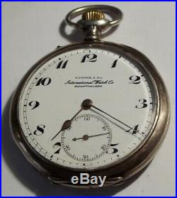 International Watch Co. (iwc) Pocket Watch Silver Case Open Face Arabic Numerals