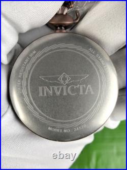 Invicta Quartz Vintage Pocket Watch 34570 Brown SS Case Chain Metal Dial WR30M